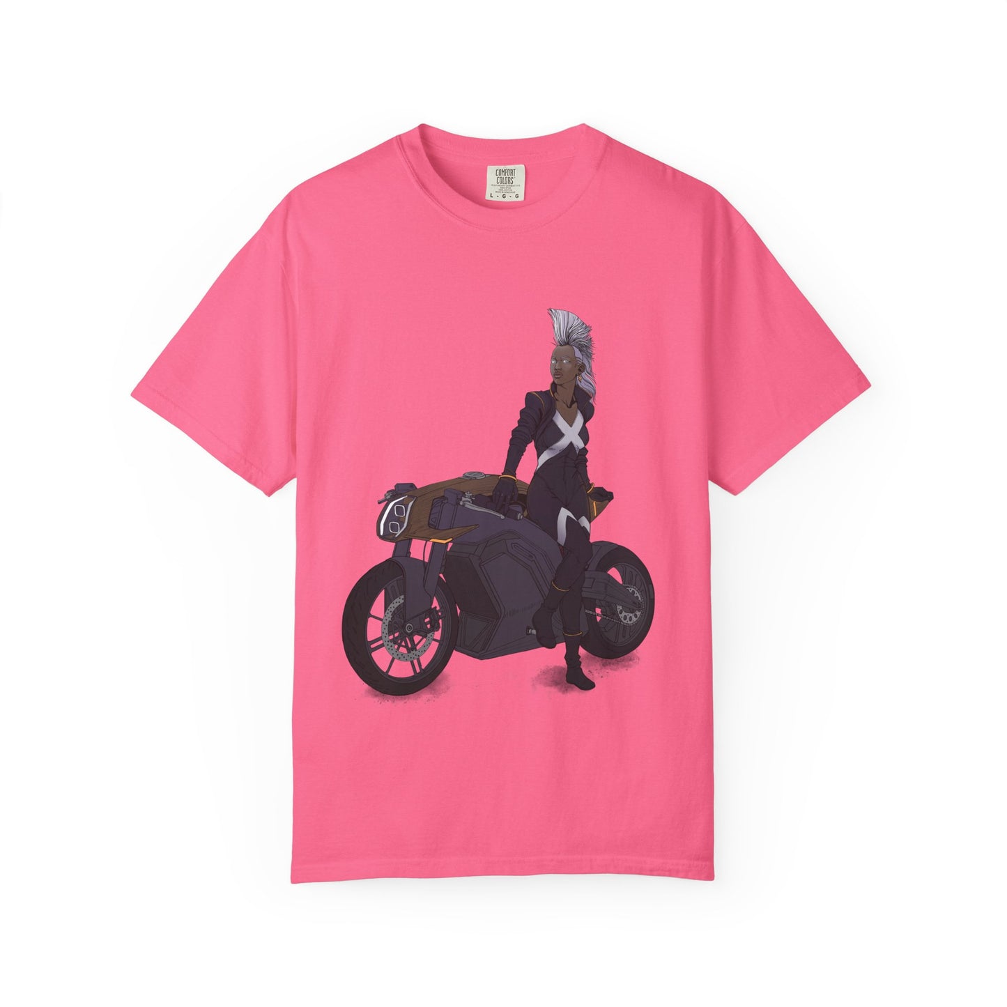 The Mohawk Woman On A MotorCycle Tee (High Quality Custom Colors Tee)