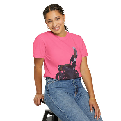 The Mohawk Woman On A MotorCycle Tee (High Quality Custom Colors Tee)