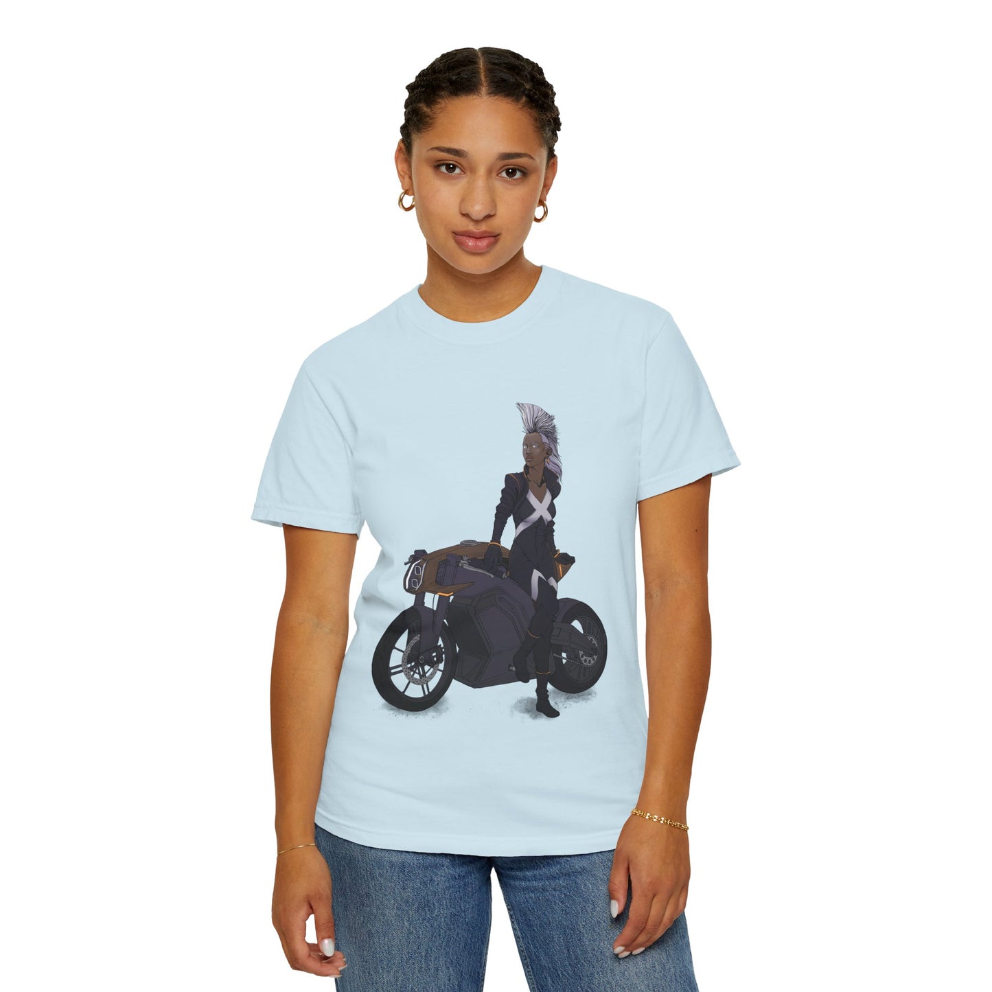 The Mohawk Woman On A MotorCycle Tee (High Quality Custom Colors Tee)