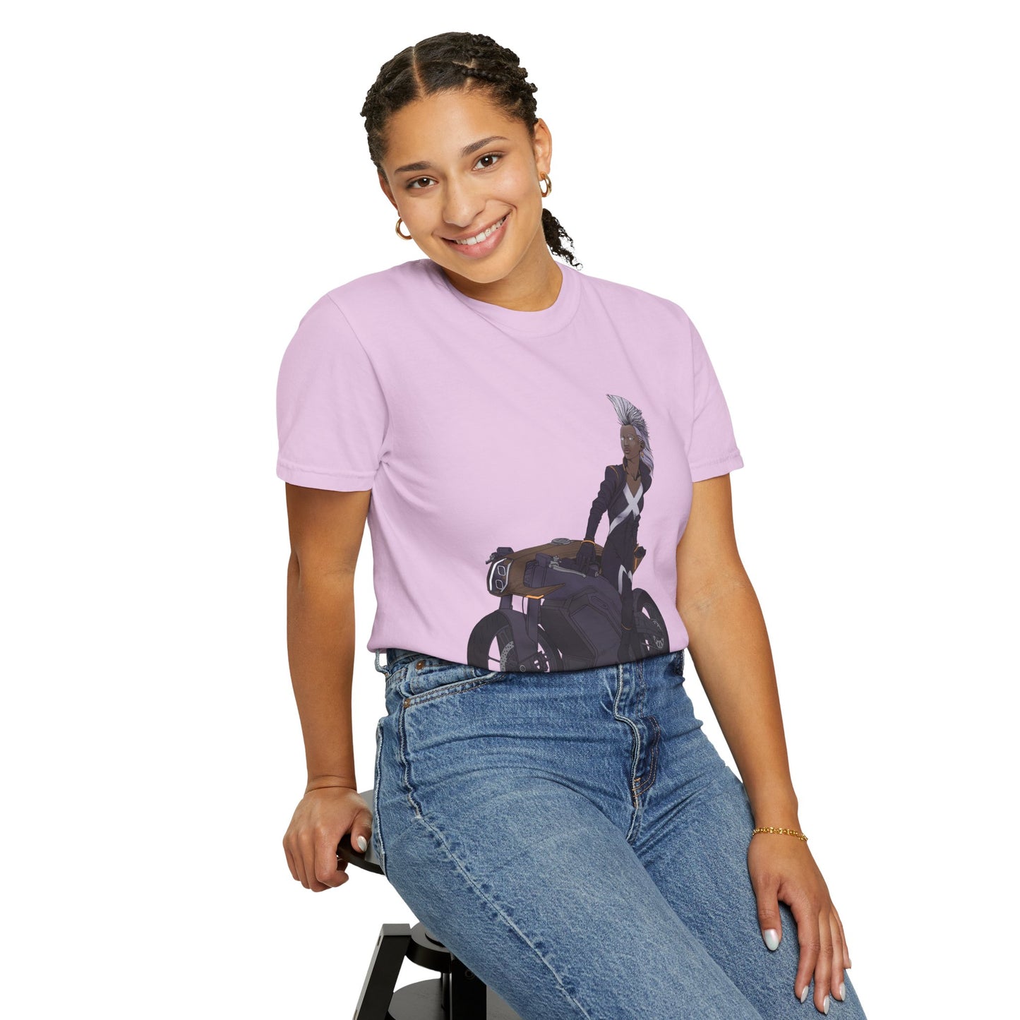 The Mohawk Woman On A MotorCycle Tee (High Quality Custom Colors Tee)