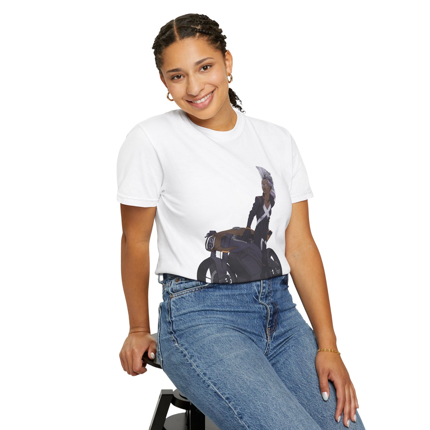 The Mohawk Woman On A MotorCycle Tee (High Quality Custom Colors Tee)