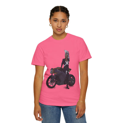 The Mohawk Woman On A MotorCycle Tee (High Quality Custom Colors Tee)