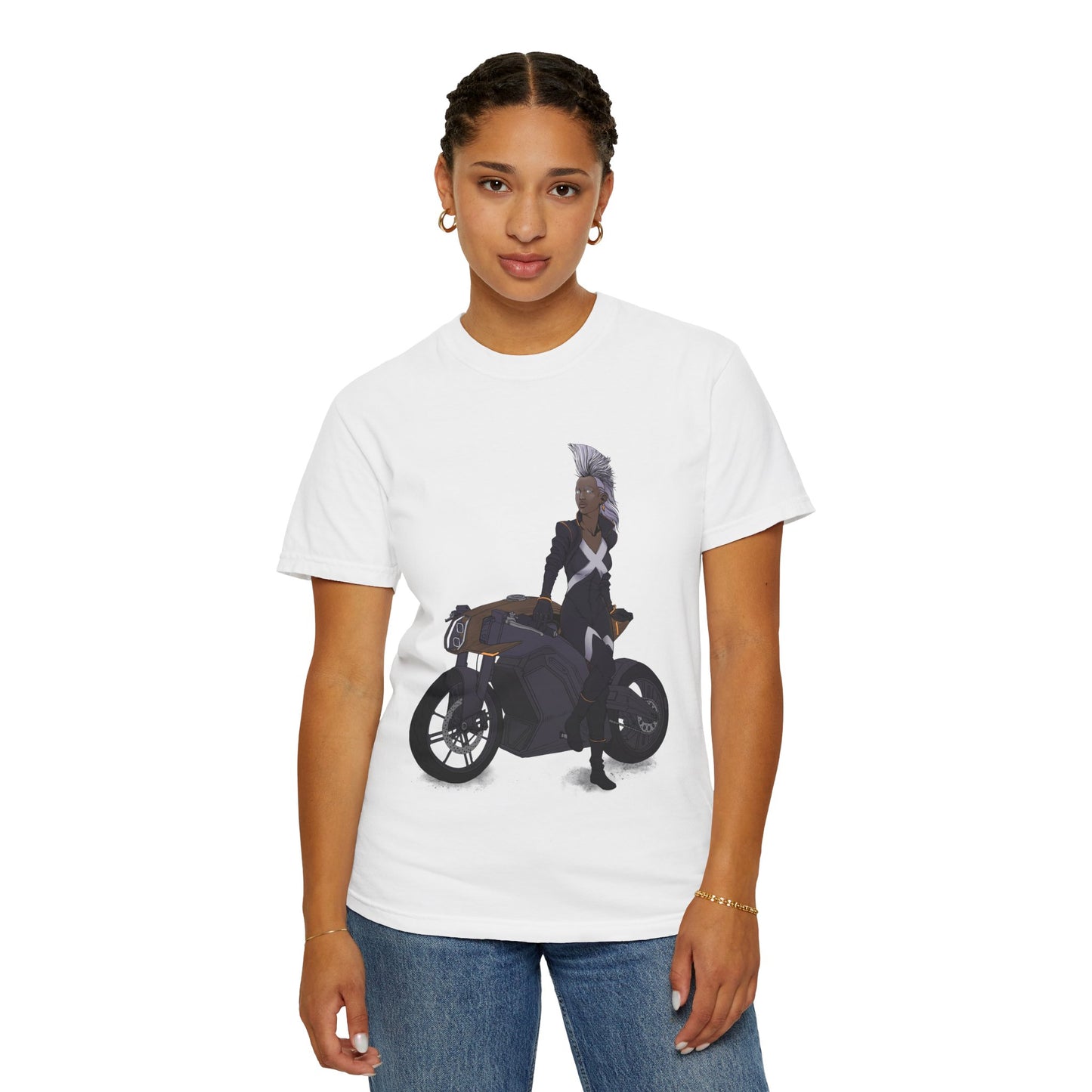 The Mohawk Woman On A MotorCycle Tee (High Quality Custom Colors Tee)