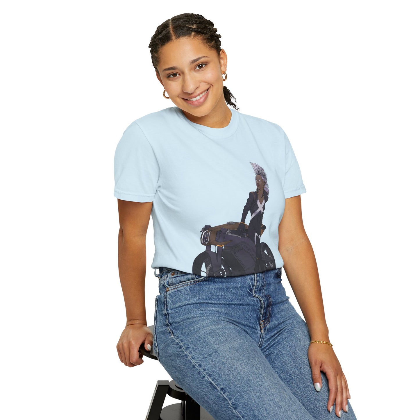 The Mohawk Woman On A MotorCycle Tee (High Quality Custom Colors Tee)